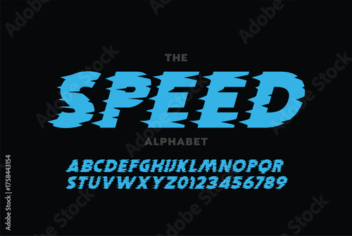 Wind motion font, bold speed-line alphabet, dynamic fast letters, racing sport typeface for arcade logo, sharp headline, modern drive typography, velocity trail typographic design. Vector typeset.

