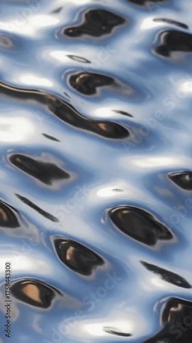 Abstract Holographic Fluid Surface Flowing Liquid Metal Iridescent Waves Chrome Texture