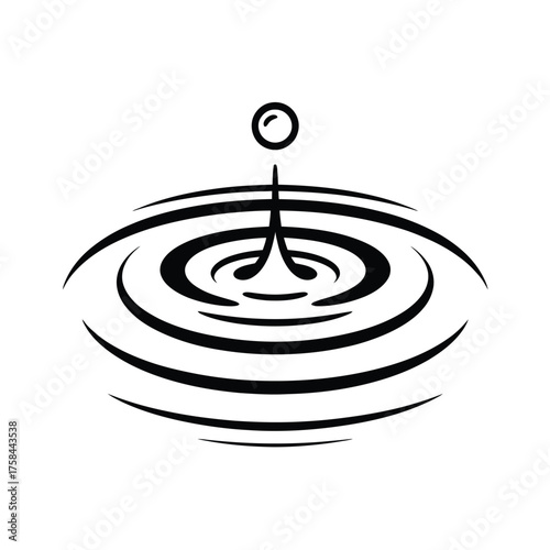 Minimalist line art water drop ripples vector illustration for scalable graphics and icons silhouette
