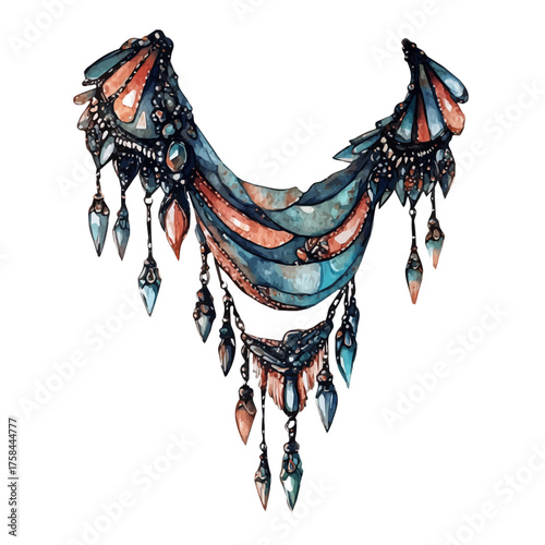 Statement Body Chain, watercolor vector, isolated on a white background.