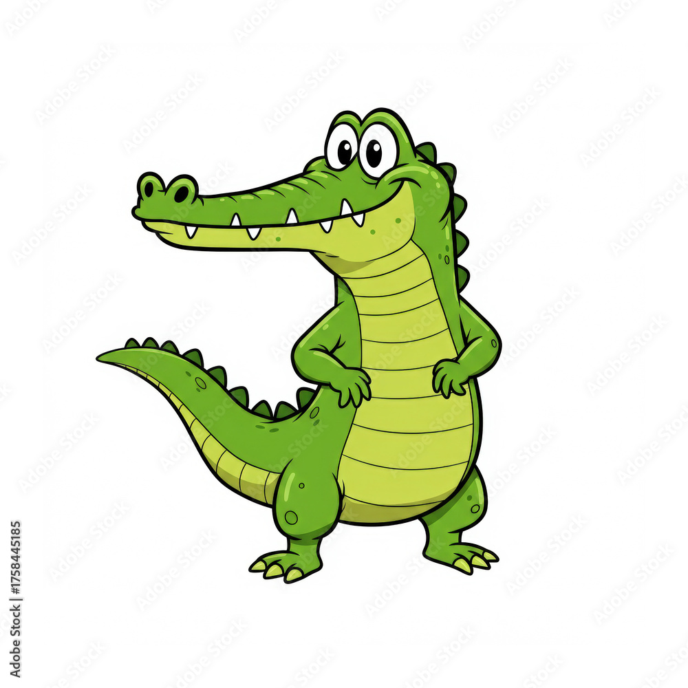 Fototapeta premium Cartoon crocodile on a white background
