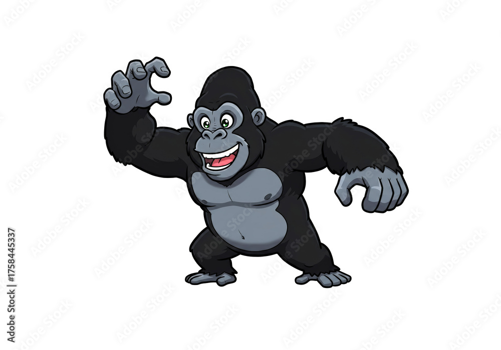 Naklejka premium Cartoon gorilla on a white background