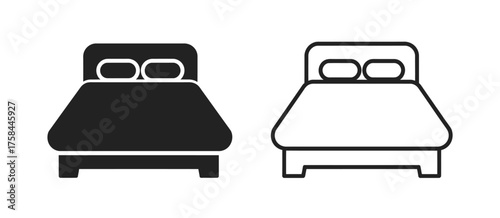 Minimalist bed icons two styles vector scalable illustration eps for web and print design silhouette