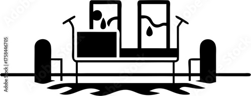 Elegant minimalist glyph of water filtration process for science or environmental conservation