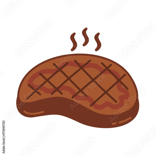 Meat Steak Cooked Barbecue Grilled Illustration