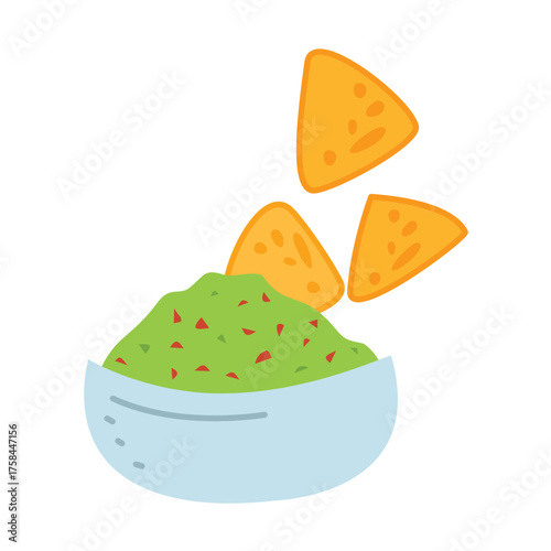 nachos with guacamole sauce, avocado, food