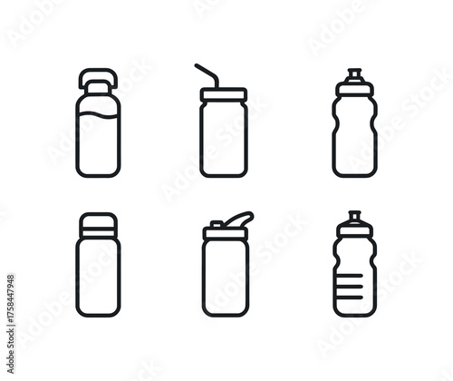 simple outline stroke icon isolated on white background filtered water bottle straw lid water bottle squeeze water bottle wide mouth water bottle flip top water bottle sports water bottle