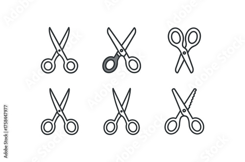 simple outline stroke icon isolated on white background art craft scissors titanium coated scissors ergonomic grip scissors non stick scissors stainless steel scissors zigzag edge scissors