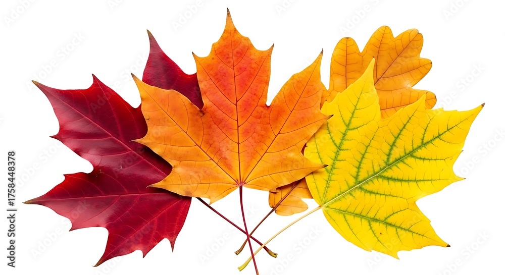Obraz premium Vibrant maple leaves autumn colors red orange yellow festive seasonal beauty