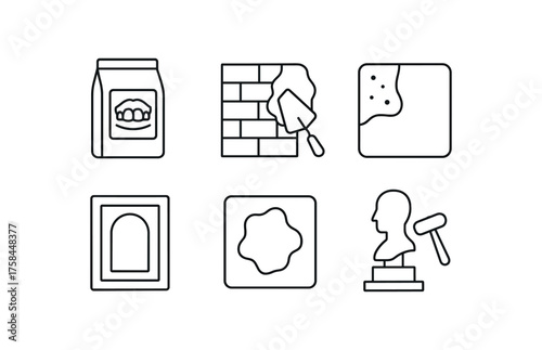 simple outline stroke icon isolated on white background alginate impression plaster lime based plaster finish Keene cement plaster sample alabaster plaster panel polymer modified plaster