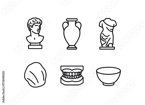 simple outline stroke icon isolated on white background Museum Plaster cast model gypsum plaster replica plaster of mock up fiber reinforced plaster dental stone plaster mold hydrocal