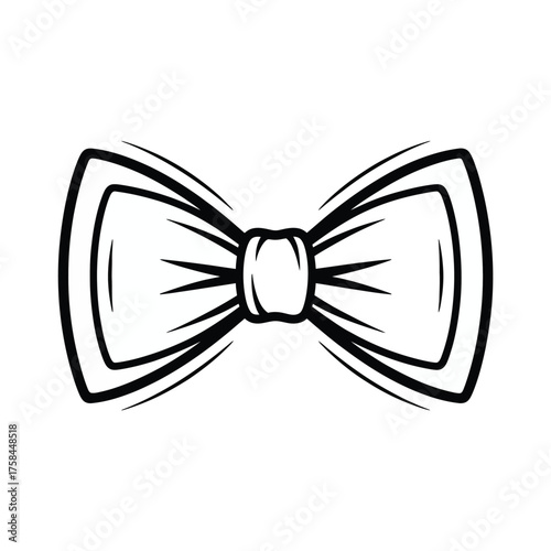 Classic black and white line drawing bow tie vector illustration scalable eps graphic silhouette
