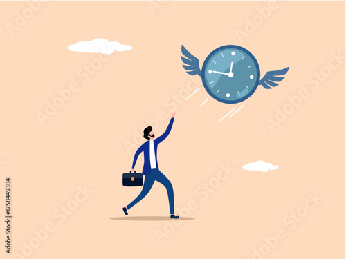  businessman chases a watch that has fled from him