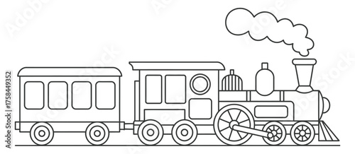 Classic steam train vector illustration scalable line art for commercial use silhouette