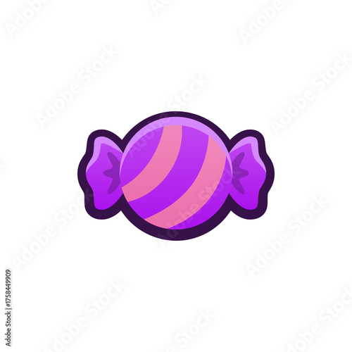Isolated flat 3d Candy icon for game, interface, sticker, app. The sign in a cartoon style for match 3, arcade, rpg. The Sweet sprite for craft element in hyper casual mobile game.