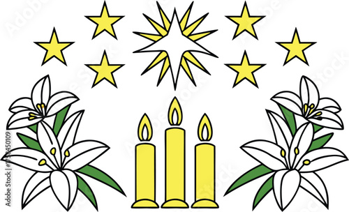 Immaculate Conception Day Austria Illustration Set. Austria Catholic Holiday Religious Artwork. Feast of the Immaculate Conception Design Collection. Austrian Religious Festival Illustration