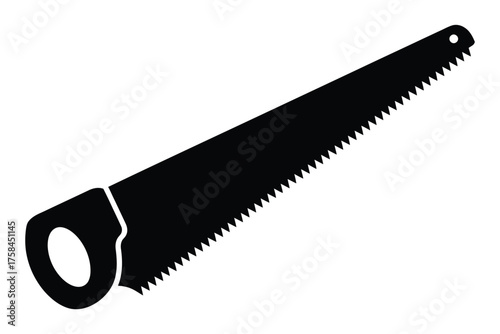 Vector silhouette illustration of a handsaw tool for carpentry and diy projects silhouette