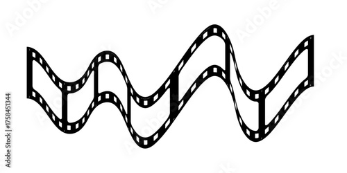 Dynamic double film strip vector with a deep wavy pattern, symbolizing active sound waves, cinematic media motion, creative storytelling, and video production.