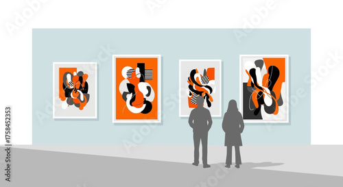 Gallery Visitors Admiring Abstract Art A Cultural Experience