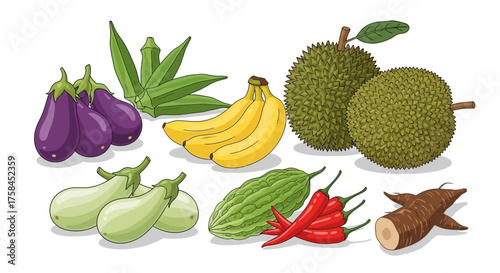 Deliciously fresh selection of exotic and staple fruits and vegetables, key ingredients for wholesome culinary dishes and vibrant cooking