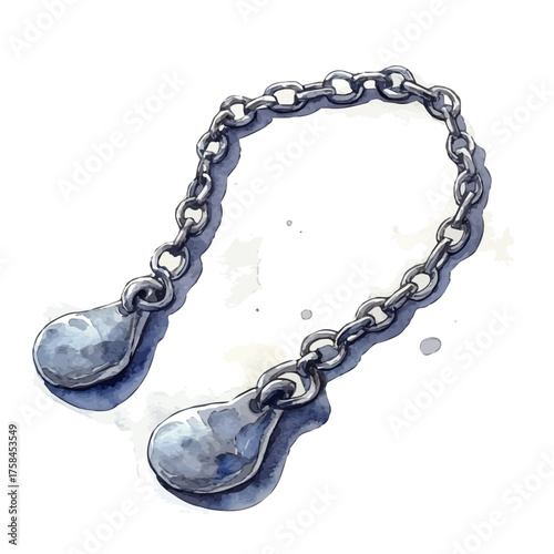 watercolor of Silver Anklet, vector, isolated on a white background.