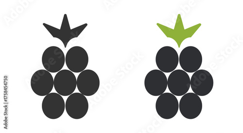 Illustration displays line icons of blackberries, highlighting their shape and texture. Each icon features a distinct design, emphasizing the fruit round berries and characteristic leaves.