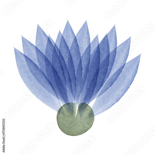 A vector illustration showcases a single blue lotus flower with a green base, rendered in a delicate watercolor style, suitable for environmental conservation infographics.