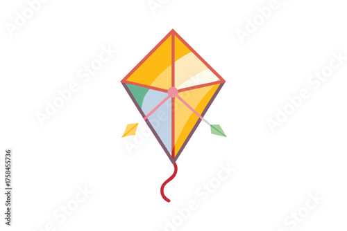 Free Download A vibrant yellow and blue kite floating against a plain white background - GFXLoad
