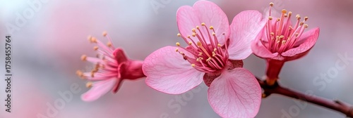 Stunning Close-up of Pink Cherry Blossoms in Full Bloom, Capturing the Essence of Springtime Beauty