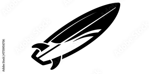 Bold Line Aerodynamic Surf Board Flat Vector Water Sport Graphic
