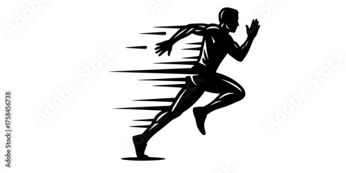 Bold Line Track Field Runner Silhouette Flat Vector Motion Graphic