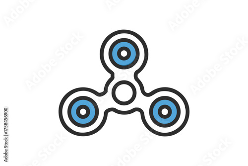 Simple illustration of a blue and black fidget spinner design