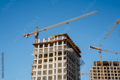 Sticker Construction of high-rise buildings with construction cranes