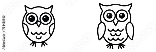 Minimalist line art owls two cute vector illustrations scalable eps icon for design silhouette