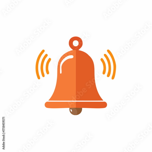 Modern Orange Bell Icon Sound Notification Alert Symbol