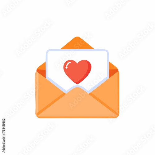 Valentine's Day Love Letter Illustration with Heart Symbol