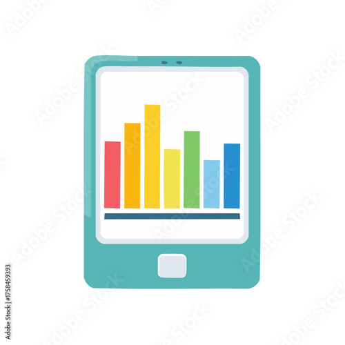 Wallpaper Mural Digital tablet showing bar graph, colorful columns for business analytics, flat vector illustration Torontodigital.ca
