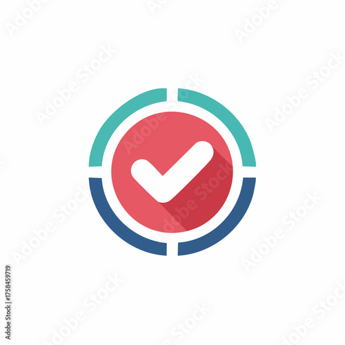 Free Download Flat design checkmark icon in a segmented circle for approval and success - GFXLoad