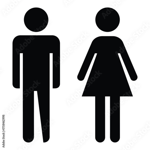 Iconic man and woman silhouettes representing public restrooms and gender facilities silhouette