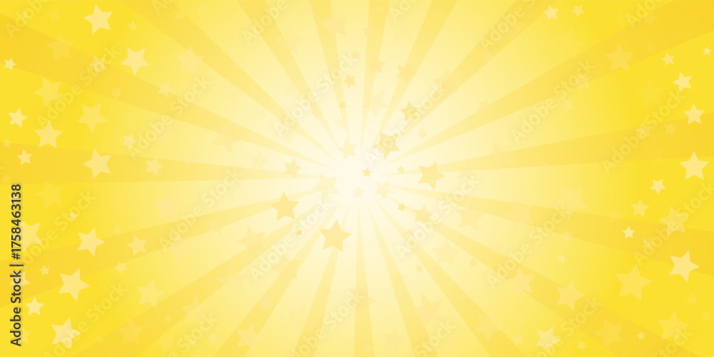 Obraz premium Yellow radiation with popping stars Background illustration.