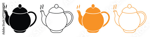tea pot outline vector illustration, line art.