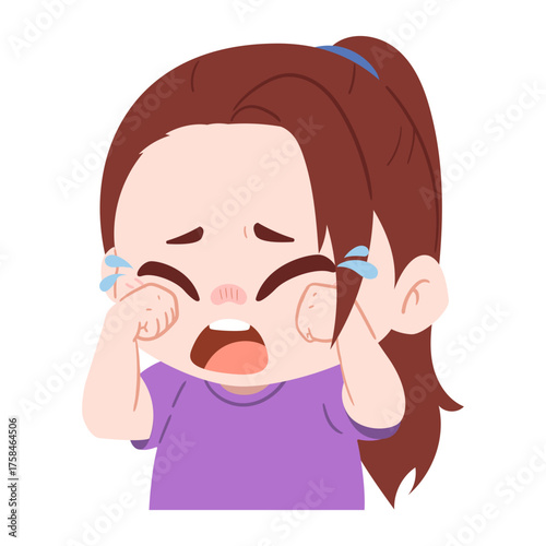illustration of a crying girl on a transparent background