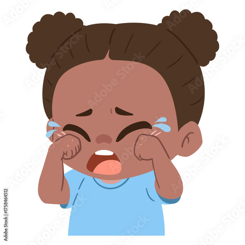 illustration of a crying girl on a transparent background