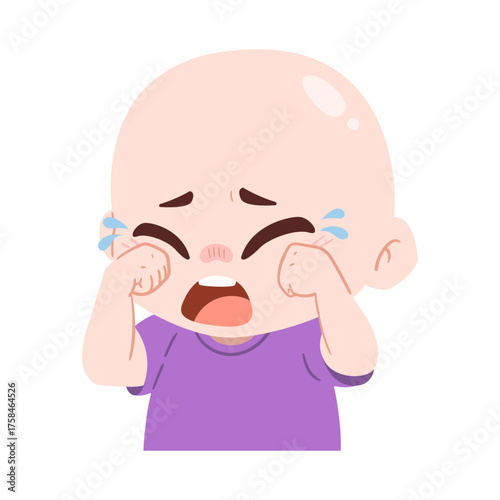 illustration of a crying boy on a transparent background