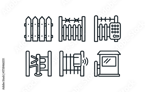 nt isolated on white background fence privacy slats fence barbed wire topper fence keypad lock fence pedestrian turnstile fence motion sensor fence guard booth