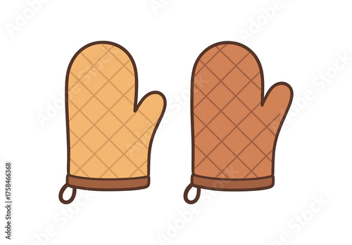 oven mitts home cooking flat vector illustration style isolated on white background
