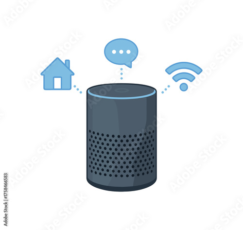 smart home assistant tech flat vector illustration style isolated on white background