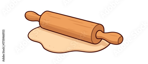 rolling pin home cooking flat vector illustration style isolated on white background