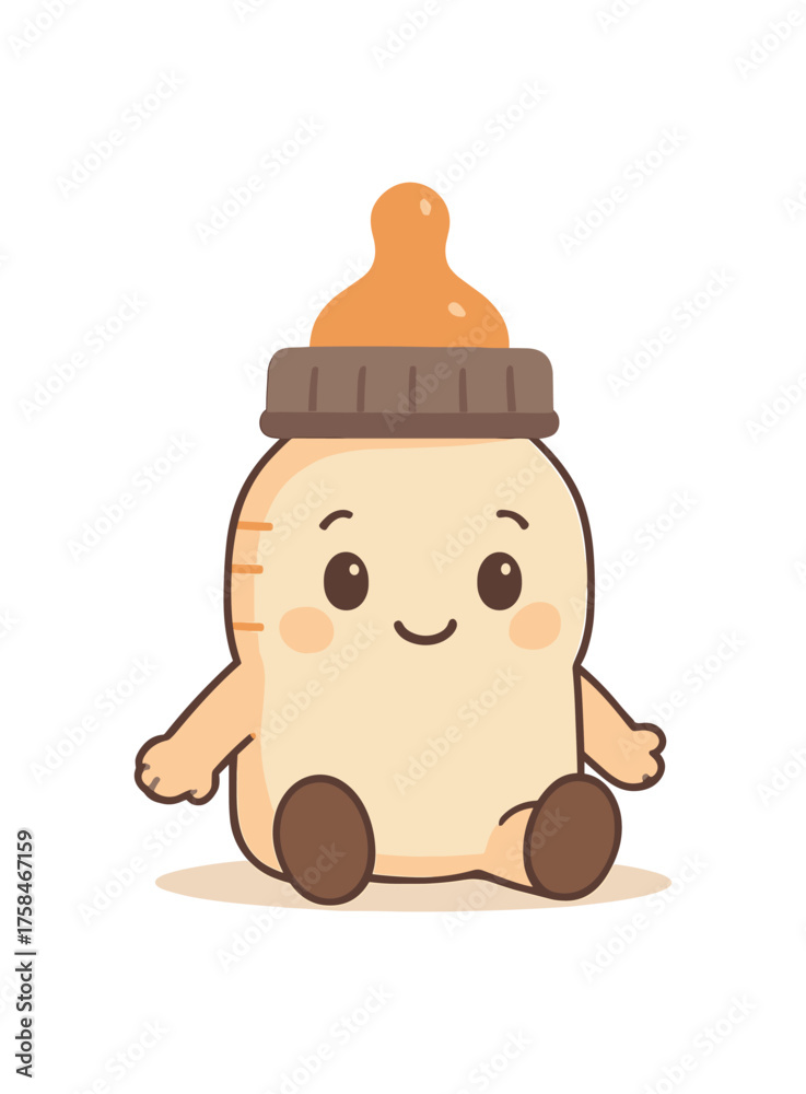 Obraz premium baby bottle baby flat vector illustration style isolated on white background