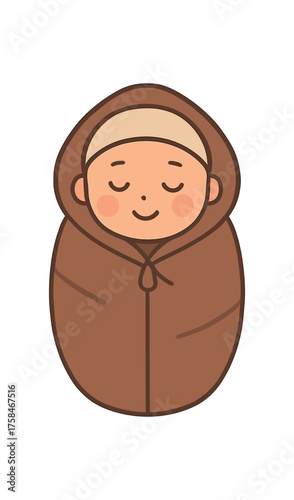 sleeping bag baby flat vector illustration style isolated on white background